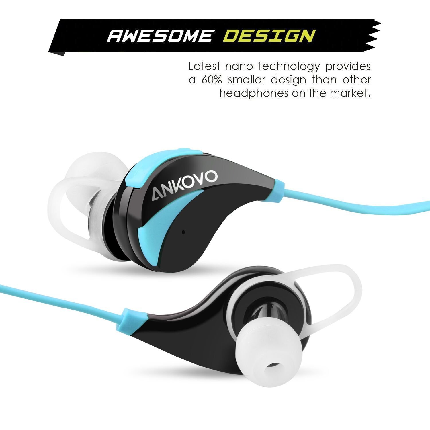 [ANKOVO] ANKOVO Wireless Bluetooth Sweatproof Sport Headsets Headphones